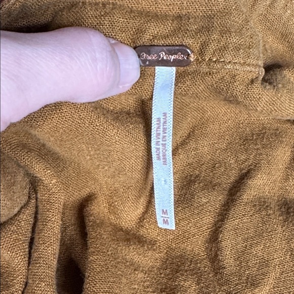 Free People Brown Linen Vneck Sleeveless Shirt Size Medium - Picture 7 of 8